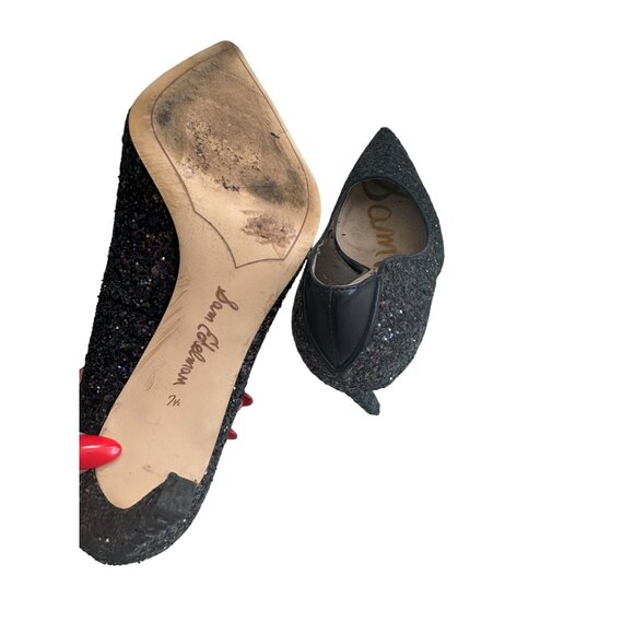SAM EDELMAN Navy Blue Glitter Heels Size 7.5 - Picture 8 of 8